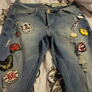 Indigo Rein Jean's with pins and patches